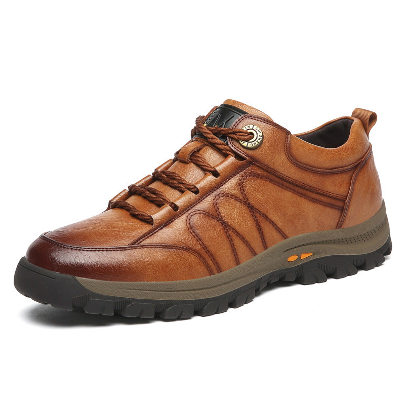 MEN'S NON-SLIP OUTDOOR HIKING HAND STITCHING LEATHER SHOES