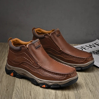 Men Leather High Shoes With Supportive Orthopedic Soles