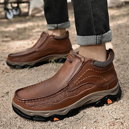 Men Leather High Shoes With Supportive Orthopedic Soles