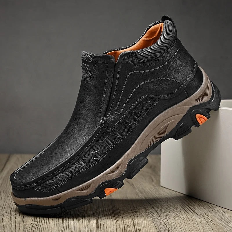 Men Leather High Shoes With Supportive Orthopedic Soles