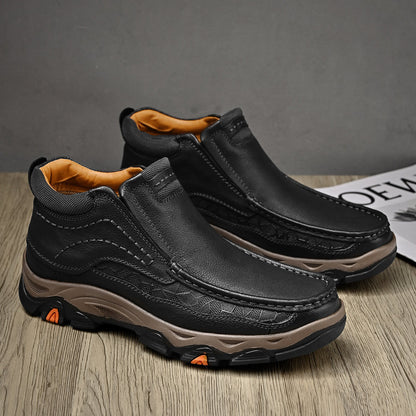 Men Leather High Shoes With Supportive Orthopedic Soles