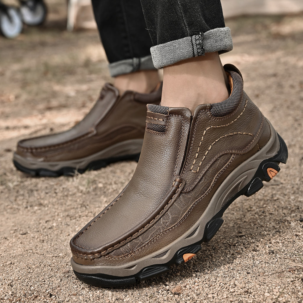 Men Leather High Shoes With Supportive Orthopedic Soles