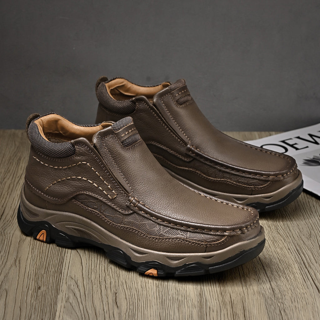 Men Leather High Shoes With Supportive Orthopedic Soles