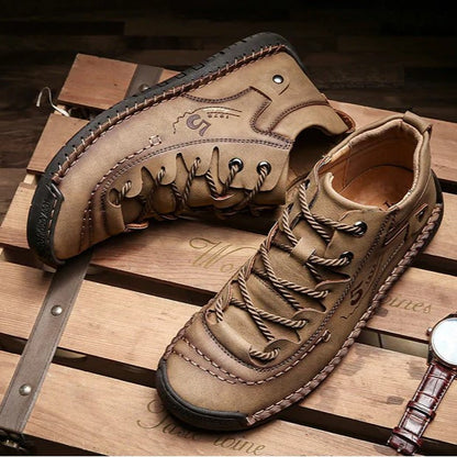 Men Casual Leather Vintage Hand-stitching Ankle Boots