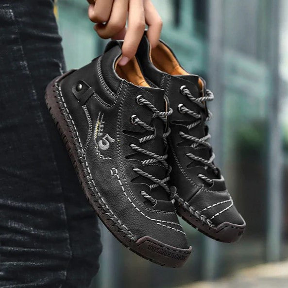 Men Casual Leather Vintage Hand-stitching Ankle Boots