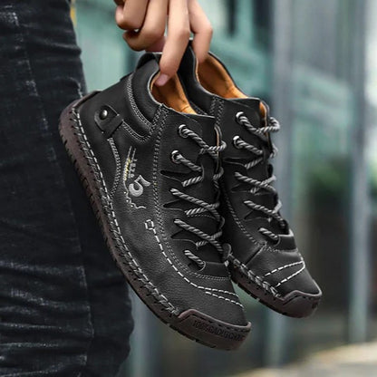 Men Casual Leather Vintage Hand-stitching Ankle Boots