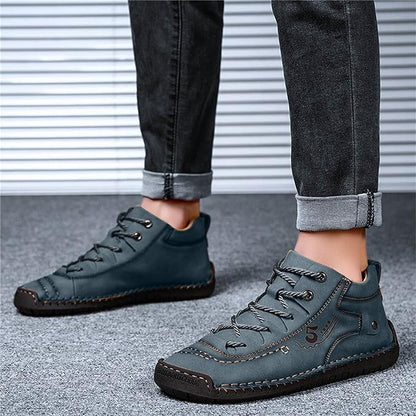 Men Casual Leather Vintage Hand-stitching Ankle Boots