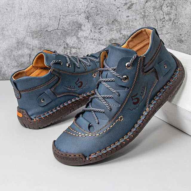 Men Casual Leather Vintage Hand-stitching Ankle Boots