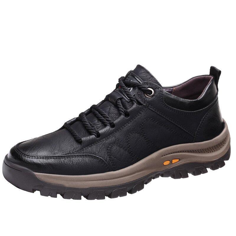 MEN'S NON-SLIP OUTDOOR HIKING HAND STITCHING LEATHER SHOES