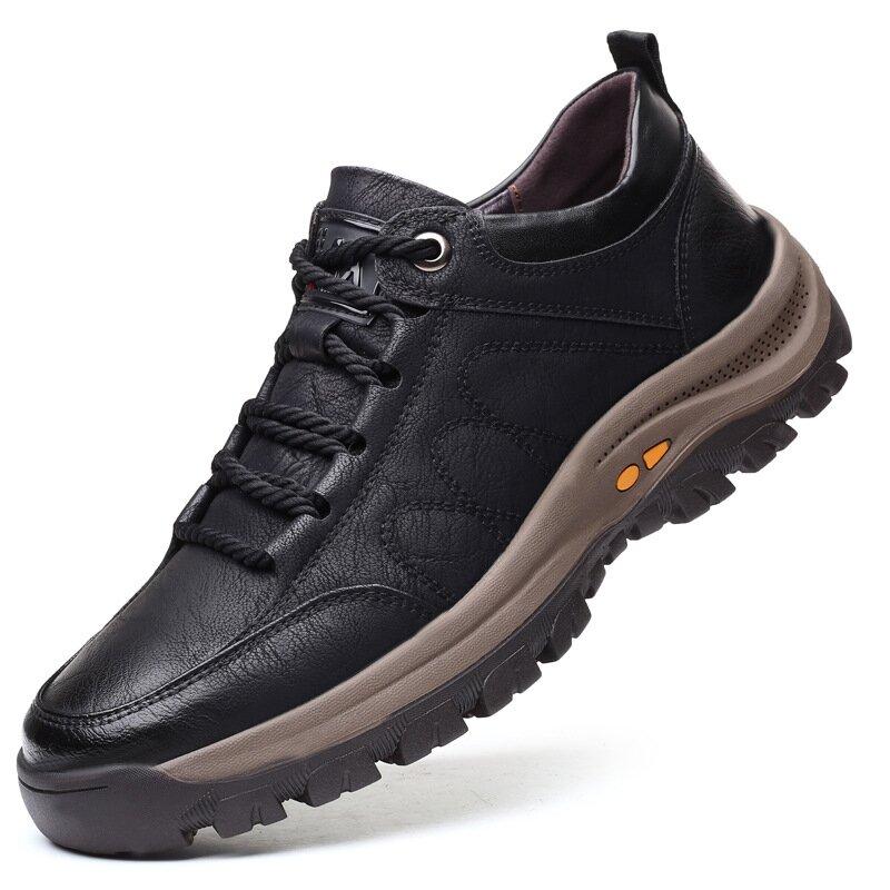 MEN'S NON-SLIP OUTDOOR HIKING HAND STITCHING LEATHER SHOES