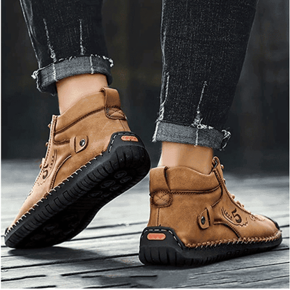 Men Casual Leather Vintage Hand-stitching Ankle Boots