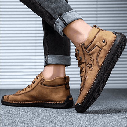 Men Casual Leather Vintage Hand-stitching Ankle Boots