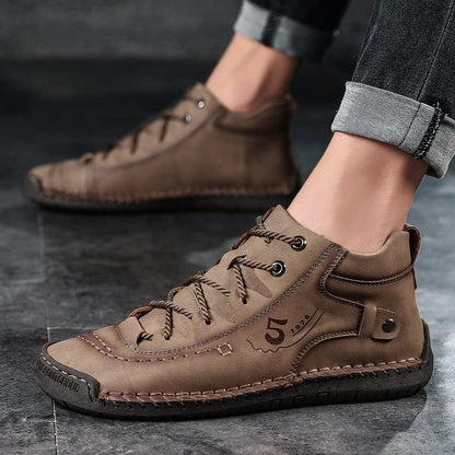 Men Casual Leather Vintage Hand-stitching Ankle Boots