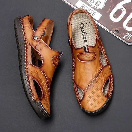 Miguel - Men Leather Sandals Summer Non-slip Breathable Slip on