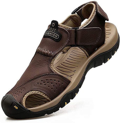 Troy - Men Leather Sandals Orthopedic Closed Toe Shoes