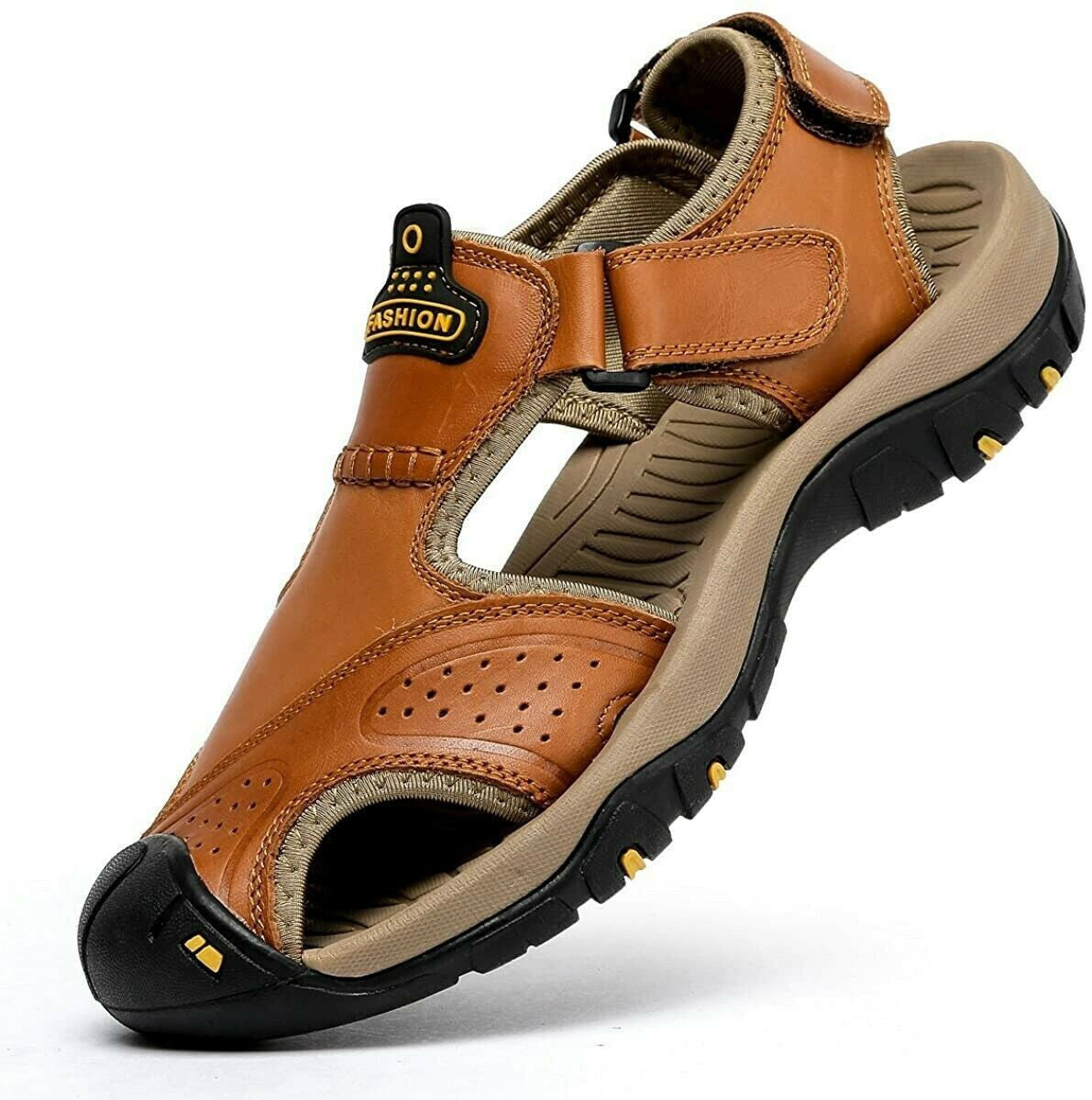 Troy - Men Leather Sandals Orthopedic Closed Toe Shoes