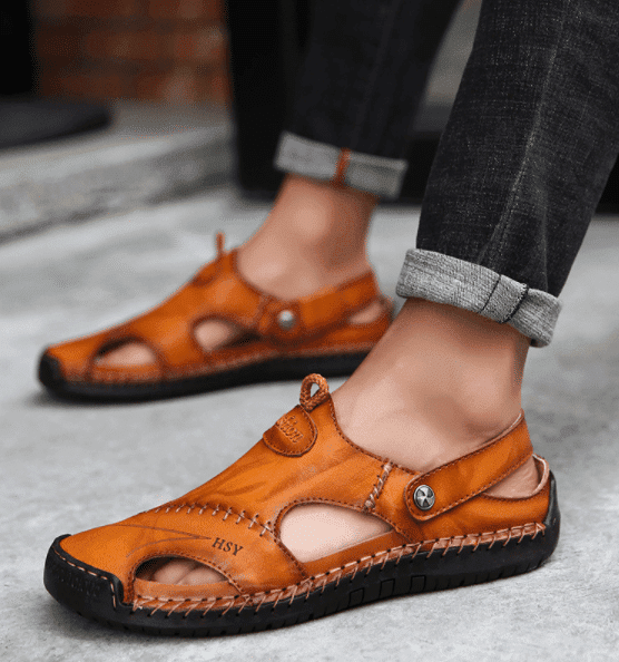 Darren - Men Leather Sandals Summer Non-slip Breathable Slip on