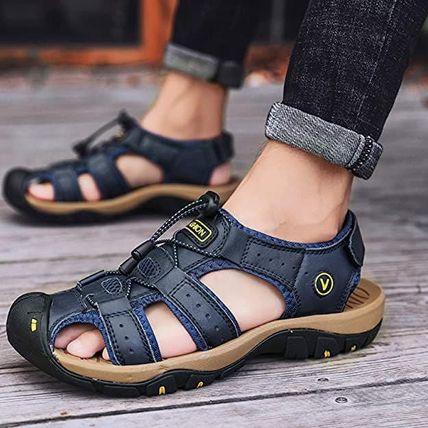 Roy - Men Leather Sandals Orthopedic Closed Toe Shoes